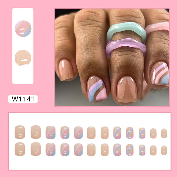 12 Sizes-24 Pcs Press On Nails W1141