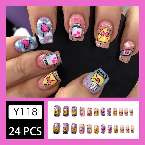 12 Sizes-24 Pcs Press On Nails Y118