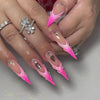 Almond French Glossy Long Pink Press on Nails