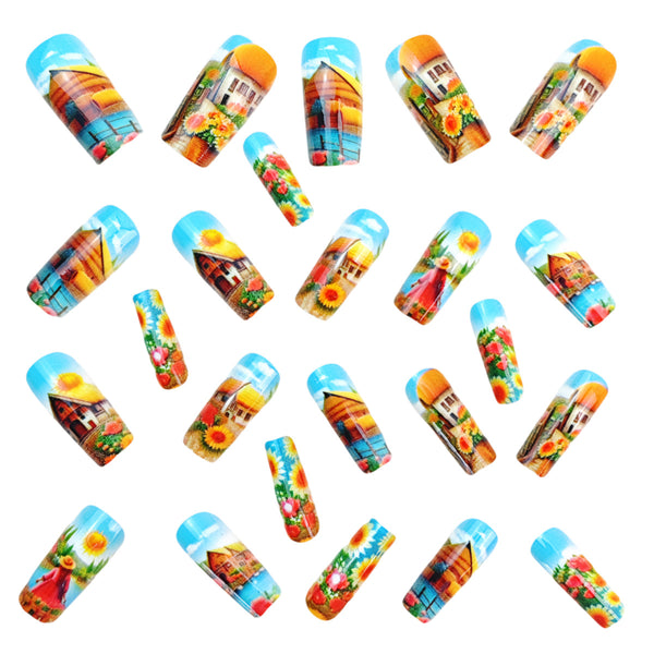 12 Sizes-24 Pcs Press On Nails Y1033