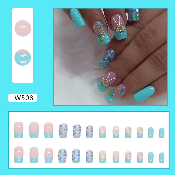 12 Sizes-24 Pcs Press On Nails W508