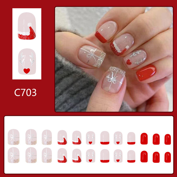 12 Sizes-24 Pcs Press On Nails C703
