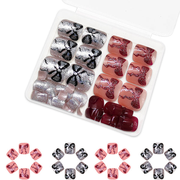 48 Pcs Press On Nails BowToe-1-48pcs