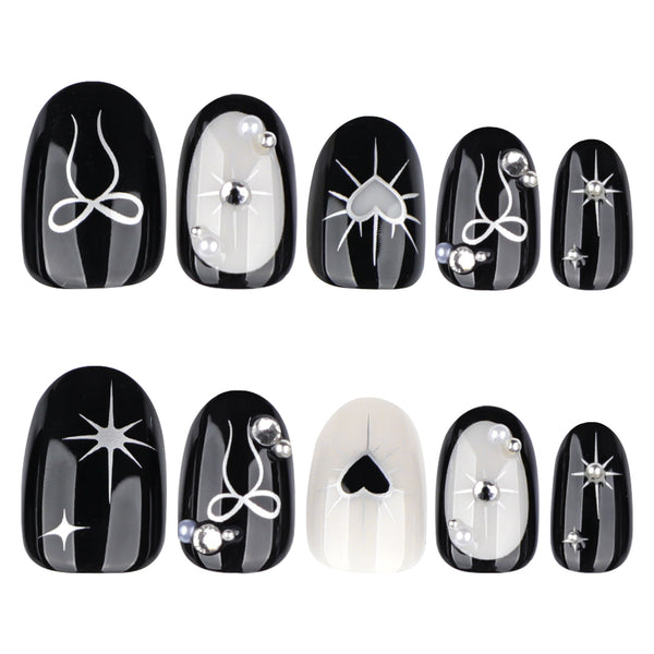12 Sizes-24 Pcs Press On Nails JP4163