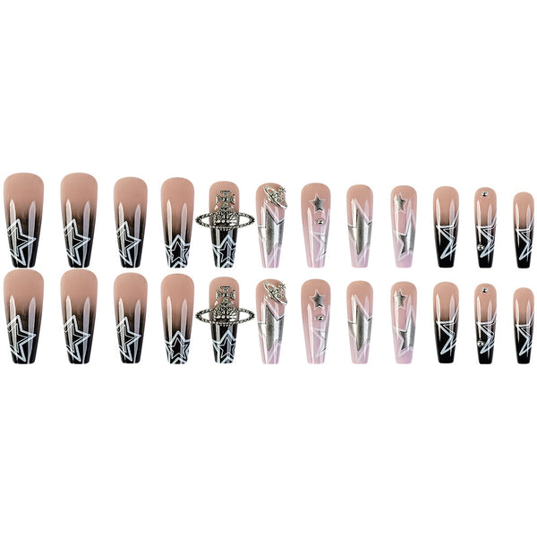 12 Sizes-24 Pcs Press On Nails D007