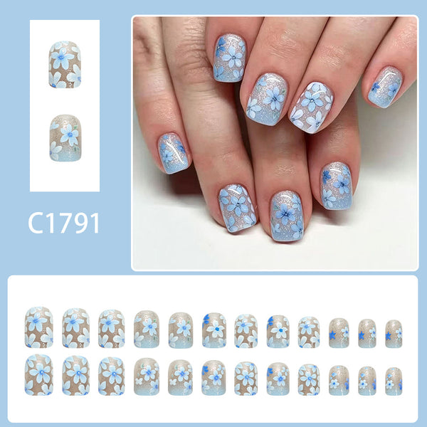 12 Sizes-24 Pcs Press On Nails C1791