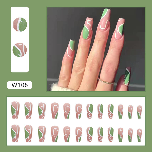 12 Sizes-24 Pcs Press On Nails W108