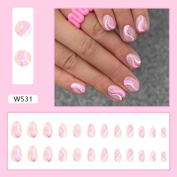 12 Sizes-24 Pcs Press On Nails W531