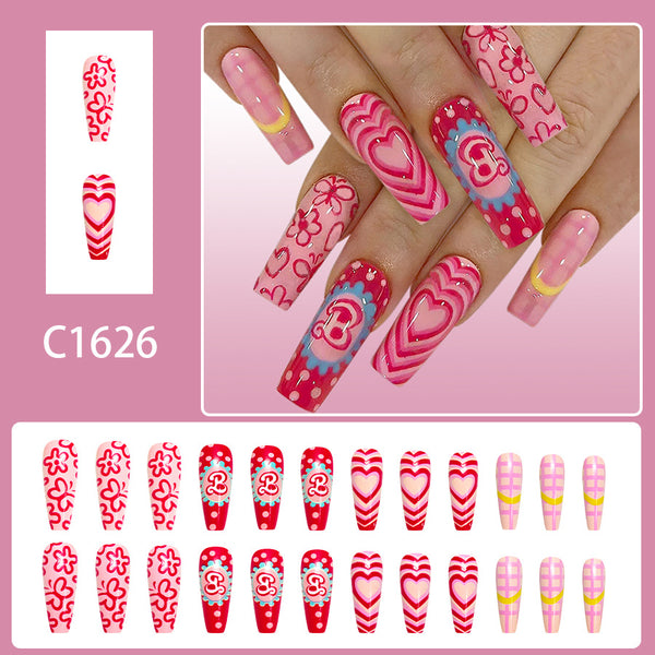 12 Sizes-24 Pcs Press On Nails C1626