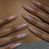 Almond French Glossy Long Pink Press on Nails