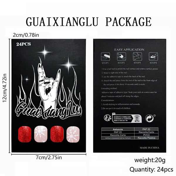 12 Sizes-24 Pcs Press On Nails C672