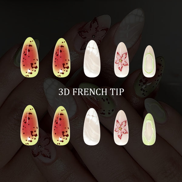 12 Sizes-24 Pcs Press On Nails C1336
