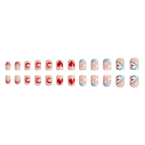 12 Sizes-24 Pcs Press On Nails C232
