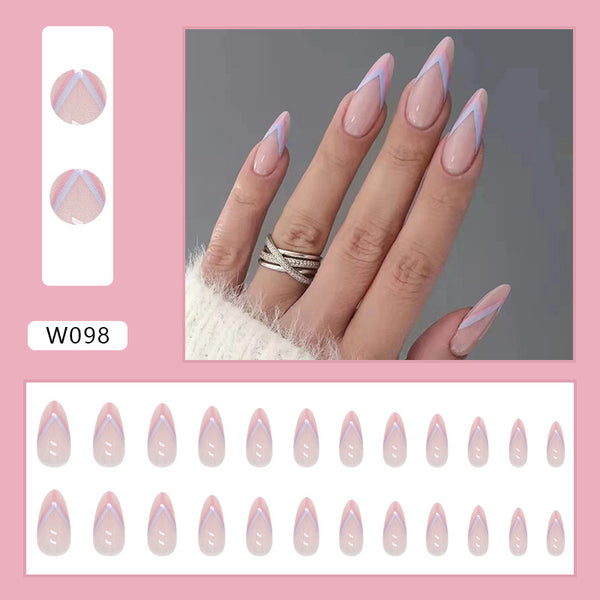 12 Sizes-24 Pcs Press On Nails W098