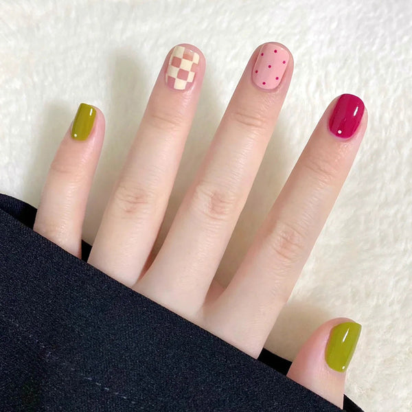 12 Sizes-24 Pcs Press On Nails R448