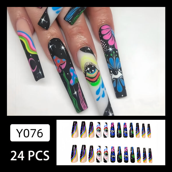 12 Sizes-24 Pcs Press On Nails Y076