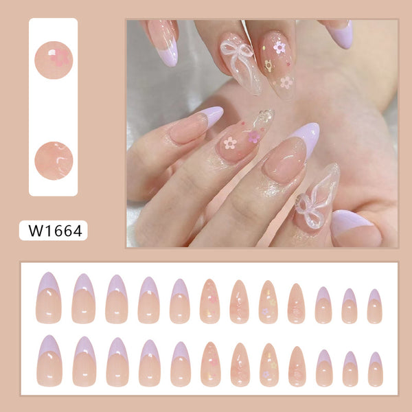 12 Sizes-24 Pcs Press On Nails W1664