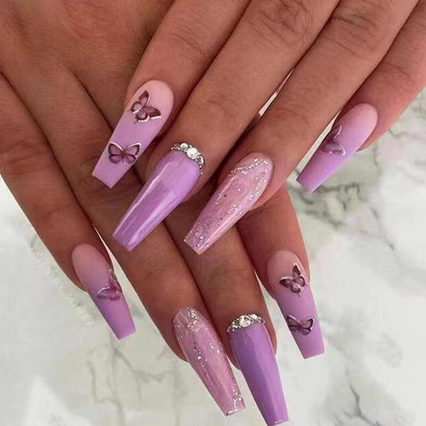 12 Sizes-24 Pcs Press On Nails Z415