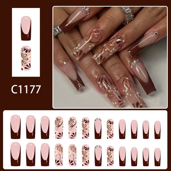 12 Sizes-24 Pcs Press On Nails C1177