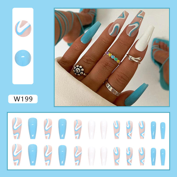 12 Sizes-24 Pcs Press On Nails W199