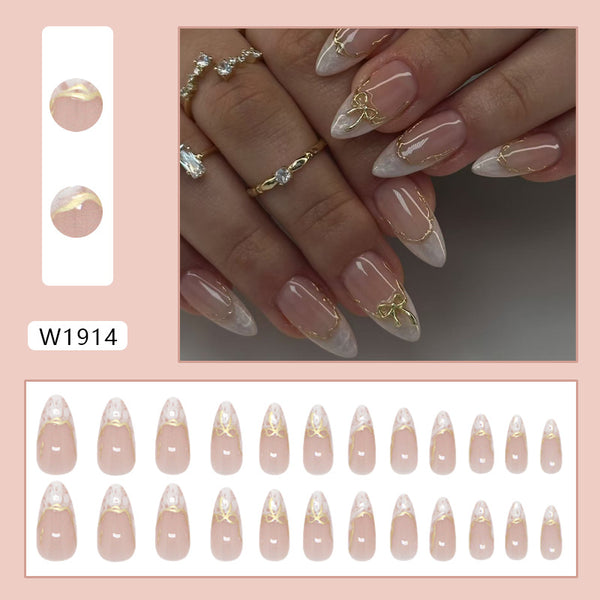 12 Sizes-24 Pcs Press On Nails W1914