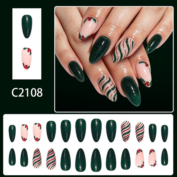 12 Sizes-24 Pcs Press On Nails C2108