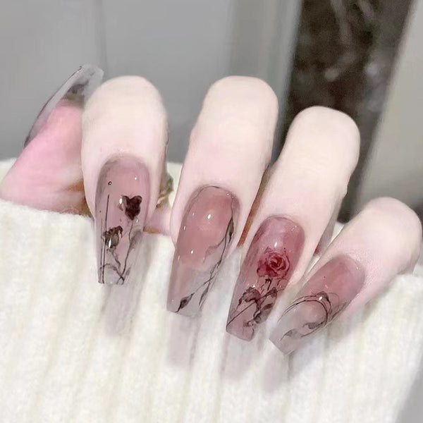 12 Sizes-24 Pcs Press On Nails R657