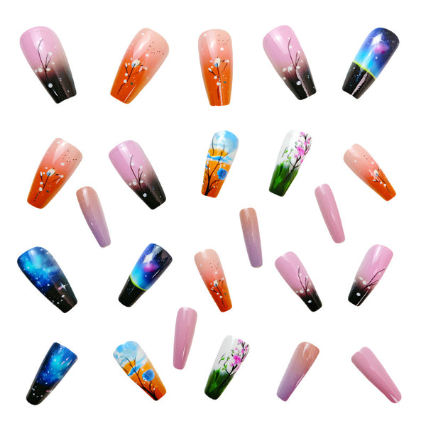 12 Sizes-24 Pcs Press On Nails Y501