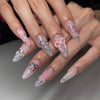 Almond Glossy Long Pink Press on Nails