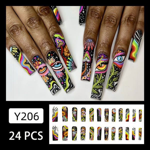 12 Sizes-24 Pcs Press On Nails Y206