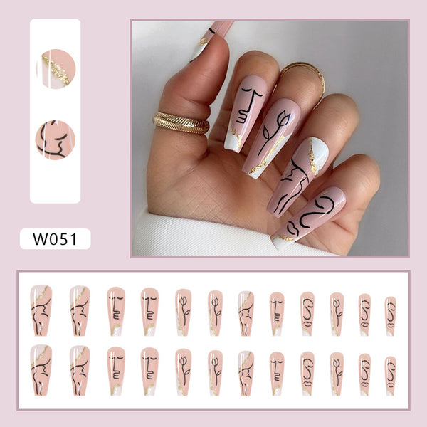 12 Sizes-24 Pcs Press On Nails W051