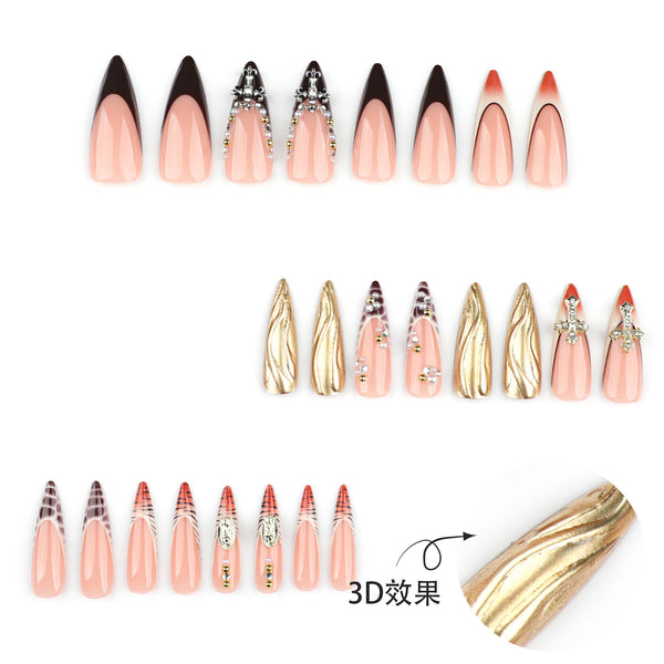 12 Sizes-24 Pcs Press On Nails JP3648