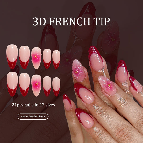 12 Sizes-24 Pcs Press On Nails C1326