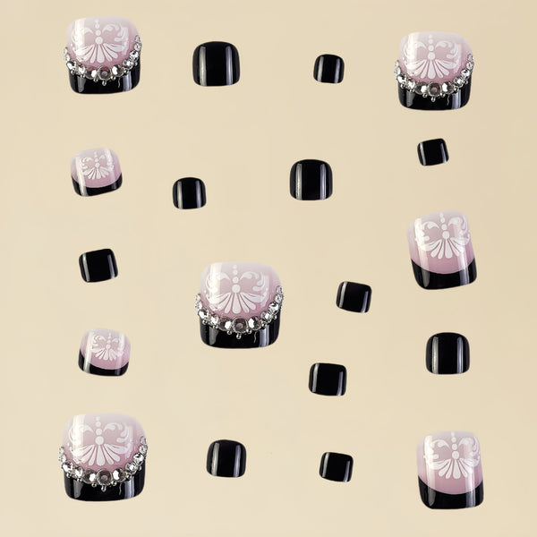 12 Sizes-24 Pcs Press On Nails D014