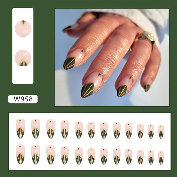 12 Sizes-24 Pcs Press On Nails W958