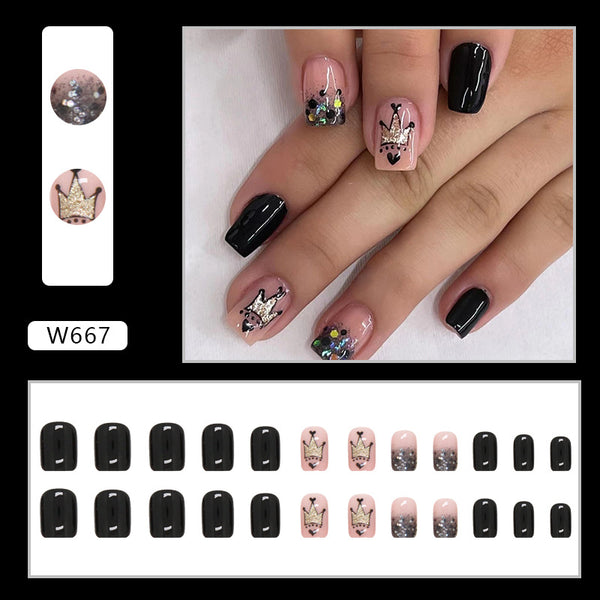 12 Sizes-24 Pcs Press On Nails W645