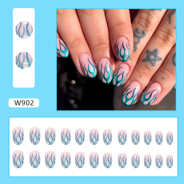 12 Sizes-24 Pcs Press On Nails W902
