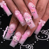 French Glossy Long Ombre Pink Square Press on Nails