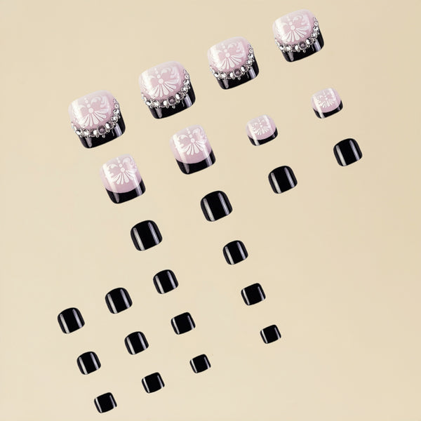 12 Sizes-24 Pcs Press On Nails D014