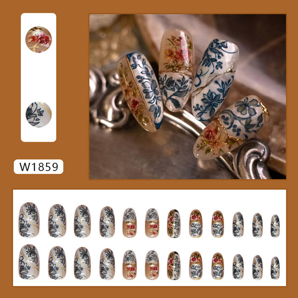 12 Sizes-24 Pcs Press On Nails W1859