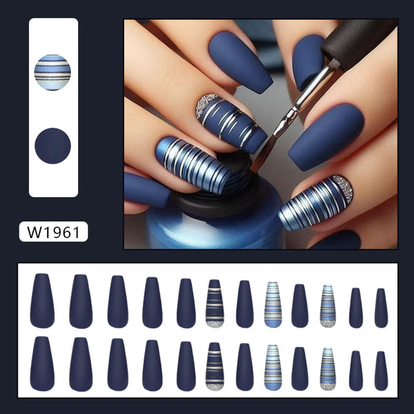 12 Sizes-24 Pcs Press On Nails W1961