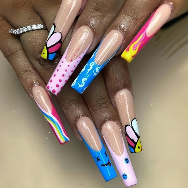 12 Sizes-24 Pcs Press On Nails Y092