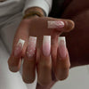 French Glossy Medium Ombre Pink Square Press on Nails