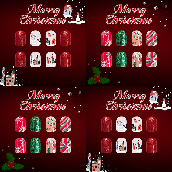 48 Pcs Press On Nails Xmas-8-48pcs