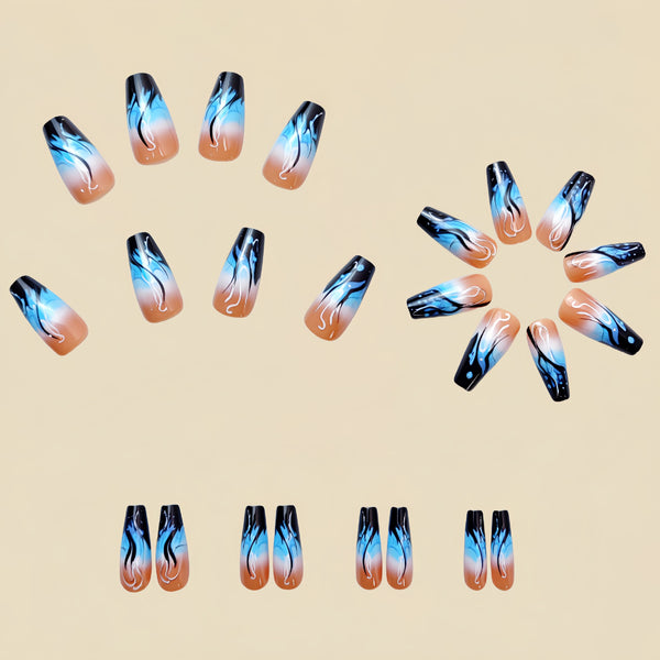 12 Sizes-24 Pcs Press On Nails Y524