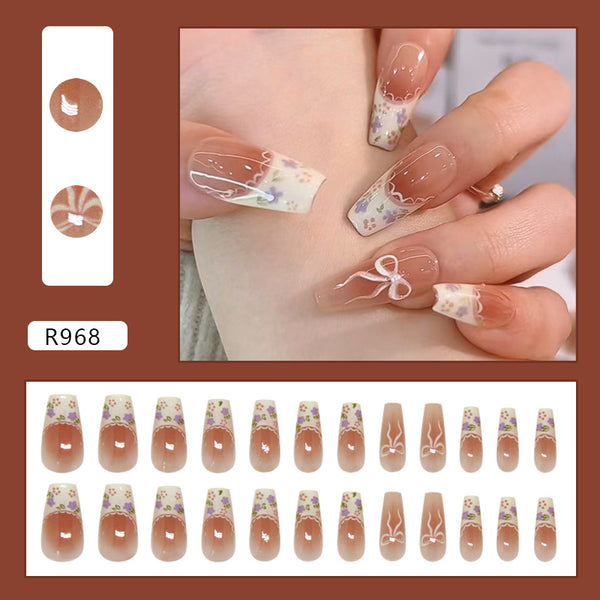 12 Sizes-24 Pcs Press On Nails R968
