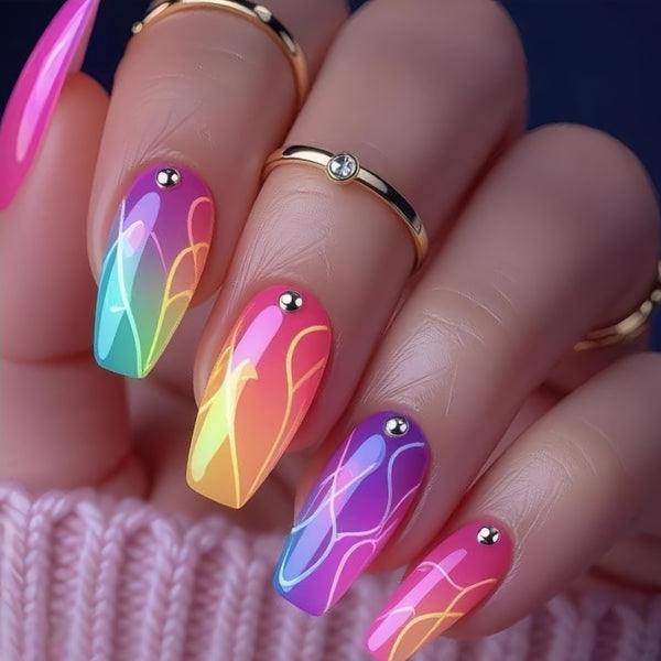 12 Sizes-24 Pcs Press On Nails Y1537