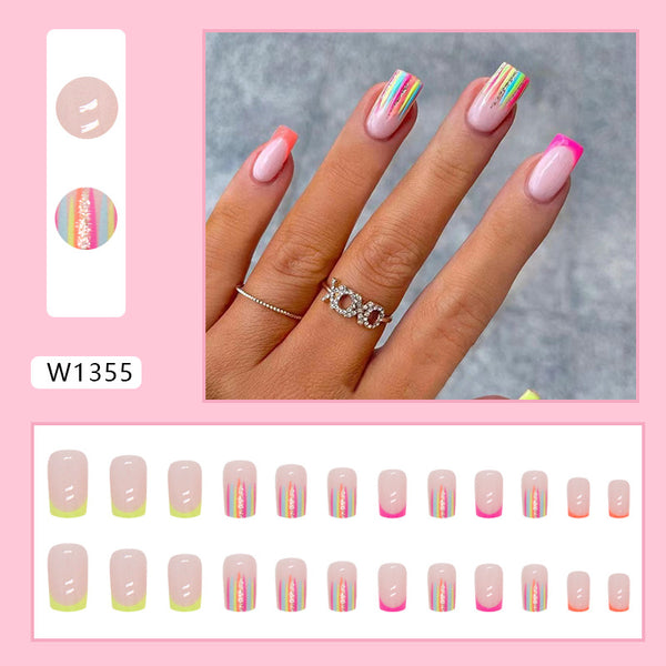 12 Sizes-24 Pcs Press On Nails W1355