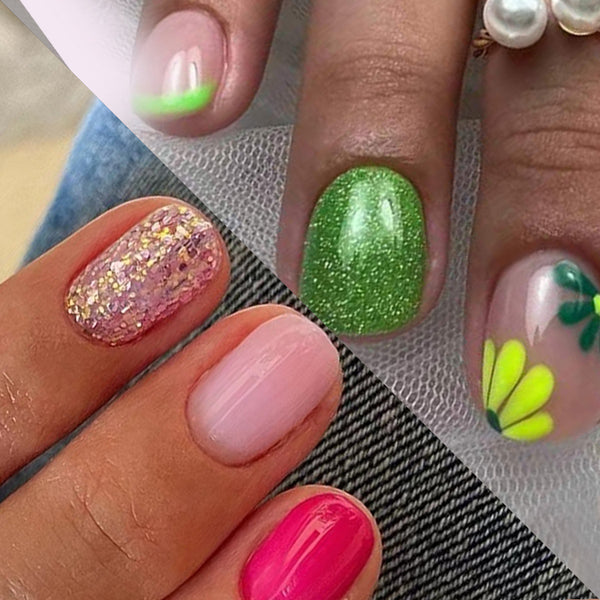48 Pcs Press On Nails GlitterFlower-1-48pcs