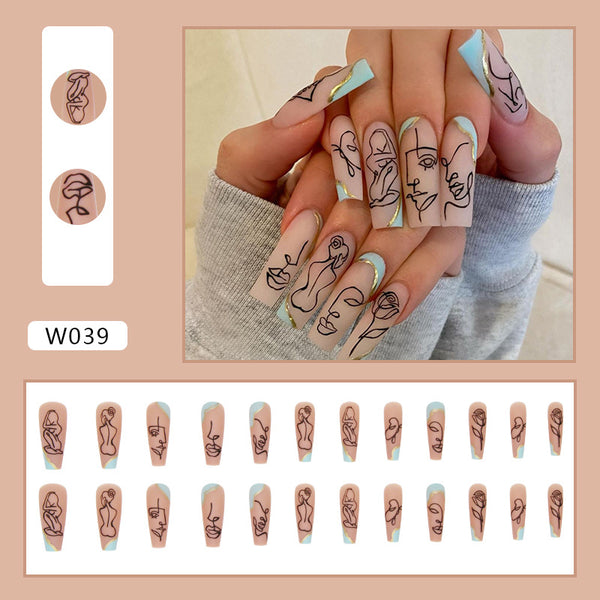 12 Sizes-24 Pcs Press On Nails W039